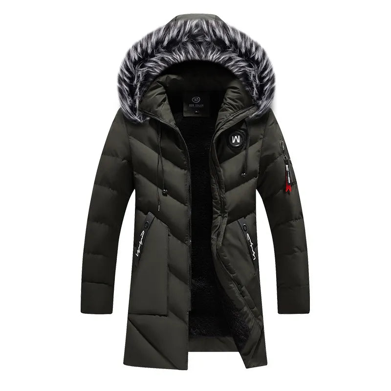 DIMUSI Men Fur Collar Thermal Parkas
