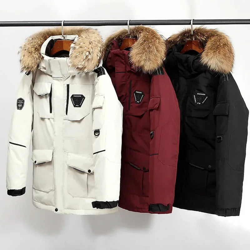 Winter Down Jacket Men 90% White Duck Down