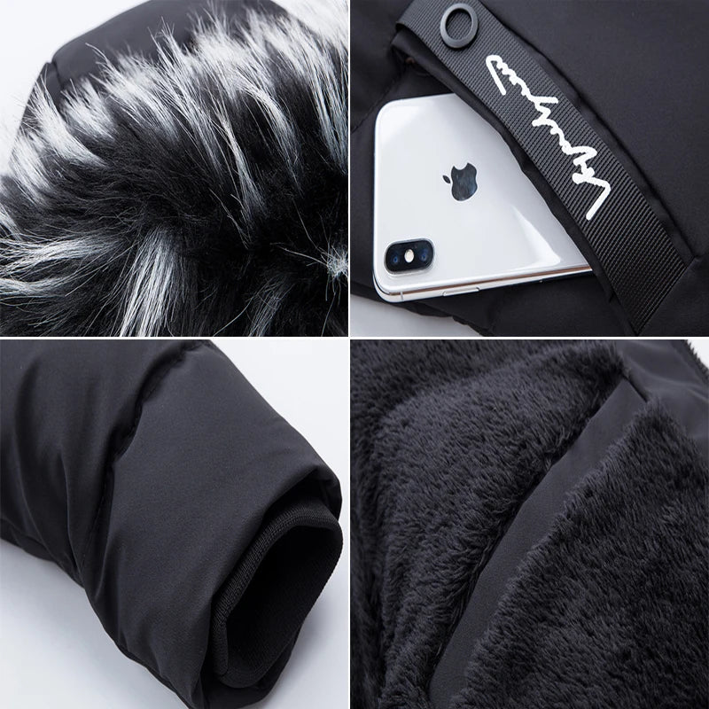 DIMUSI Men Fur Collar Thermal Parkas