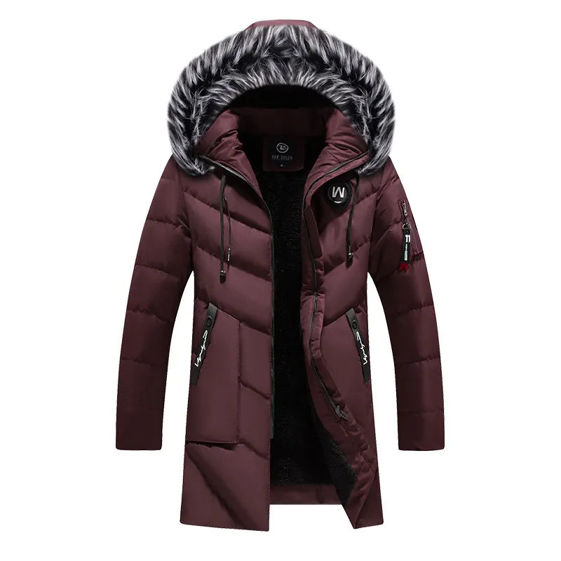 DIMUSI Men Fur Collar Thermal Parkas