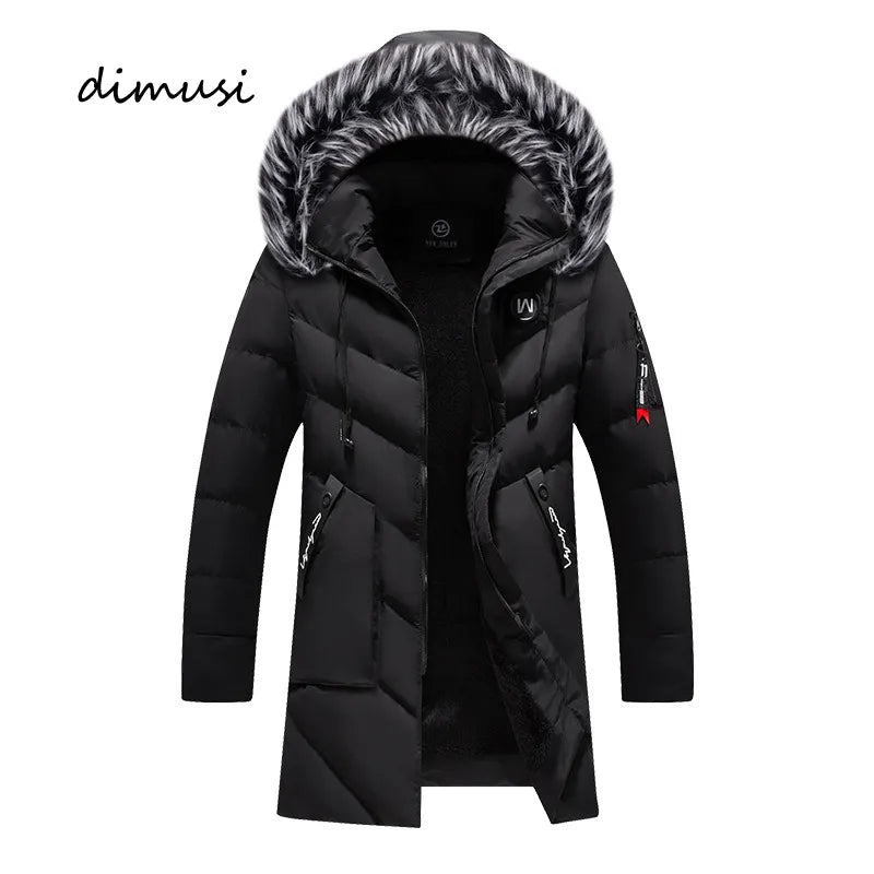 DIMUSI Men Fur Collar Thermal Parkas